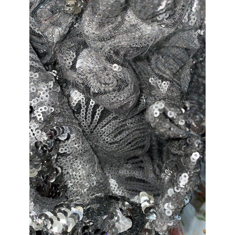 Handmade silver sequined sheer embellished formal evening disco y2k boogie Pants - Picture 12 of 12